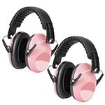 Kriogor 2 Pack Ear Defenders Children,26dB SNR Noise Cancelling Headphones Hearing Protection Earmuffs,Soft Kids Ear Defenders Adjustable Adult Ear Protector for Autism Airplane Study Fireworks(Pink)