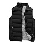 TUNUSKAT Womens Plus Size Sleeveless Down Coat Winter Fashion Solid Zipper Warm Waistcoat Outwear Casual Quilted Jacket Tops, 01_black, 3X-Large