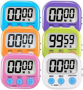 6 Pack Multi-Function Electronic Timer - Magnetic Digital Timers Big LCD Display The Loud/Silent Switch Countdown Timer Extensively Use in Break Time, Cooking,Gym, Meeting, Classroom