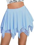 Avidlove Womens Mini Skirt Flowy Layered Lace Skirt Y2k Asymmetrical Short Skirts for Women(Light Blue, XXL)