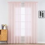 MIULEE 2 Panels Solid Color Baby Pink Sheer Curtains Elegant Rod Pocket Window Voile Panels/Drapes/Treatment for Bedroom Living Room (54X90 Inches Baby Pink)