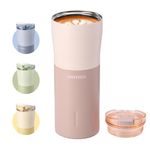 Santeco 17oz/500ml Coffee Travel Mug Insulated Coffee Cups Stainless Steel Double Wall Reusable to Go Mug for Hot/Ice Coffee Tea-Dark Peach