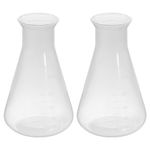 PATIKIL 500ml Plastic Erlenmeyer Flask, 2 Pack Wide Mouth Conical Flask for Laboratory, Clear