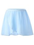 boruizhen Ballet Skirt Pull On Ballet Wrap Skirt Chiffon Dance Skirts with Elastic Waistband for Girls Women Blue S