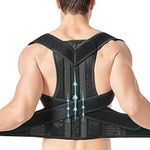DOLTAS Back Brace Posture Corrector Belt For Lower And Upper Back Pain Relief with Breathable Summer Friendly Air Mesh Fabric for Man & Woman Universal (BLACK)