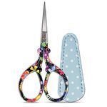 Hisuper Sewing scissors sharp Embroidery Crafting Threading Scissors with Leather Scissors Cover for Needlework Craft Art Work Manual Handicraft DIY Tool