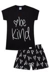 Girls Be Kind Love Short Cotton Pyjama Set (11-12 Years) Black