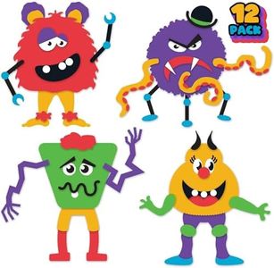 ArtCreativity DIY Halloween Monster Craft Kit – 12 Sets – Self-Adhesive Foam Crafts for Kids – No-Glue, Mess-Free Arts & Crafts – Fun Classroom Activity & Halloween Party Favor