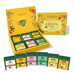 VAHDAM, Assorted Herbal Tea Variety Pack (6 Variants, 36 Tea Bags) Caffeine Free, Gluten Free, Non GMO | Eco Friendly Long Leaf Pyramid Tea Bags I Tea Gift Sets