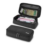 ProCase Pencil Case, Large Capacity Back to School Supplies Students Stationery Pouch Pencil Holder Desk Organizer, Portable Pencil Pouch for School College Office Supplies Teen Adult -Black