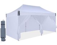 OUTDOOR WIND 10x20 pop up Canopy Tent, Eazy up Outdoor Patio Canopy Tent with sidewalls, Heavy Duty Commercial Instant Canopy Tent with Sand Bags for Deck, Party, Camping, Backyard, Playground, White