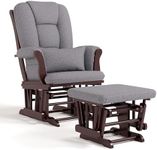 Storkcraft Tuscany Custom Glider and Ottoman with Free Lumbar Pillow (Espresso/Slate Gray Swirl) - Cleanable Upholstered Comfort Rocking Nursery Chair with Ottoman