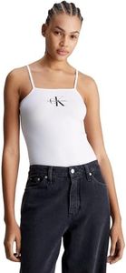 Calvin Klein Jeans Body de Algodón Elástico para Mujer, Blanco (Bright White), L