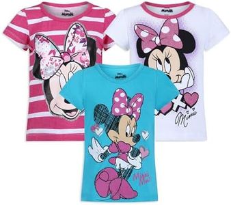 Disney Girls' 3 Pack Minnie Mouse T-Shirts, Pink, 2 Years