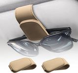 2Pcs Car Sunglasses Holder, Magnetic Genuine Leather Sunglasses Clip for Car Visor, Eyeglass Hanger Clip for Car Sun Visor, Car Sun Visor Car Interior Accessories (Apricot)