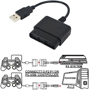 Playstation 2 PS2 Controller to Playstation 3 PS3 PC USB Adapter Converter Cable