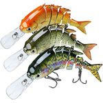 TRUSCEND Fishing Lures for Bass Trout, Swimbaits for Bass Fishing, Segmented Multi Jointed Swim Baits, Slow Sinking Swimming Lures for Freshwater Saltwater, Fishing Gear Lure Kit, Fishing Gifts