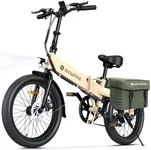 isinwheel U5 Electric Bike Adult 500W with Saddlebag, 20" Folding Bikes, 20MPH Max Range 45+ Mile, 48V Removable Battery, Weighs Only 48.5lbs, Suitable for Leisure Riding&Commuting (Gold)