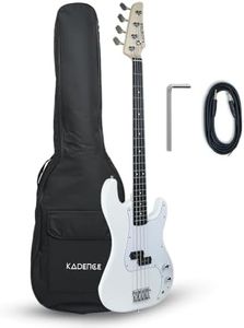Kadence PBWH Tennessee 46.5” Electric Bass Guitar (P-Style) S-S Pickup | Solid Poplar Wood Body, Maple Neck | Split-Coil Pickup | Fixed Bridge | Gig Bag + Cable | Matte White