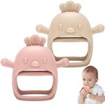 2Pcs Silicone Baby Teether Toy for Infants 3+ Months, BPA Free Anti-Drop Silicone Mitten Teething Toy for Soothing Sore Gums, Baby Chew Toys for Sucking Needs