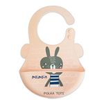 POLKA TOTS Waterproof Silicone Bibs with 6 Adjustable Snap Buttons, Super Absorbent, Soft, Comfortable & Lightweight for Feeding Infants & Baby Toddlers (Bunny, 4 Months to 3 Years)