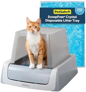 PetSafe Scoop Crystal Pro Automatic Self Cleaning Cat Litter Box (27.6x19.1x16), Comes with 1 Disposable Litter Tray (Grey)