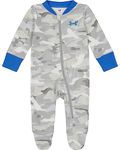 Under Armour Baby Boys' Coverall Footie, Zip-up Closure, Logo & Printed Designs, Halo Gray Camo, 9-12 Months