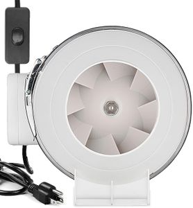 modunful 4 Inch Duct Fan with Switch - Inline Ventilation Exhaust Fan 3-pin AC, 280 CFM Duct Intake High Efficiency Air Fan for Vent Bathroom, Kitchen, Grow Tent, Hydroponics, 3D Printer