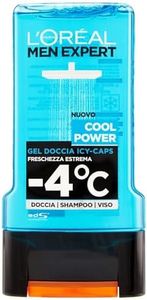 L'Oréal Paris Men Expert Cool Power Gel de ducha para hombres, efecto de mentol refrescante regenera la piel (cara, cuerpo y cabello) suavemente sin secarse, 1 x 300 ml