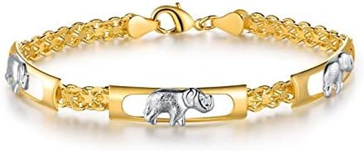 Barzel 18K Gold Plated Two Tone Elephant Bracelet For Women 3 Gold Elephants (2 Tone BR158-2T)