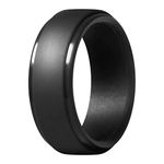 ThunderFit Silicone Ring for Men - Rubber Wedding Band - 1 Ring (Black, 6.5-7 (17.3mm))