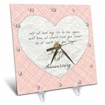 3dRose 1st Anniversary Love You with Faux Paper-Like Background and Design - Desk Clock, 6 by 6-Inch (dc_221891_1)