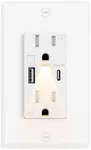 USB C Outlets with Night Lights Built in,Grenncycle 1PK 15Amp High Speed Night Light Wall Outlet,4.8A USB A/C Ports Electrical Outlet Tamper-Resistant,Wall Plate Included for Home,Dorm Room