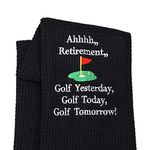 LEVLO Ahhhh Retirement Golf Yesterday Golf Today Golf Tomorrow Embroidered Golf Towel with Clip Golf Gift for Men/Women (Ahhhh Retirement-Black)