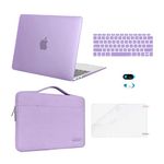 MOSISO Compatible with MacBook Air 13 inch Case 2022-2018 Release A2337 M1 A2179 A1932 Retina Display, Air 13.3 inch Plastic Hard Shell&Bag&Keyboard Skin&Webcam Cover&Screen Protector, Light Purple