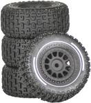 Pre-Glued 1/14 RC Truck Tires & Wheels (4PCS) - 12mm Hex All-Terrain Tires 2.56" OD - for Traxxas, ARRMA Mojave GROM,MJX Hyper Go 14301 14302 14303,Tamiya Kyosho HPI 1/14-1/18 Scale On/Off Road