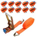 maXpeedingrods 10x Tie Down Ratchet Strap 11000lb Break Strength Wheel Straps 5T x 10m x 50mm Heavy Duty Lashing Strap Lorry Securing Straps with Handle and Metal J Hook Tensioning Belts 5000 kg
