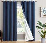 HLC.ME Dakota 100% Complete Blackout Lined Drapery with Double Layer Thermal Insulated Floor Length Window Curtain Grommet Panels for Master Bedroom & Living Room, 2 Panels (52 W x 84 L, Navy Blue)