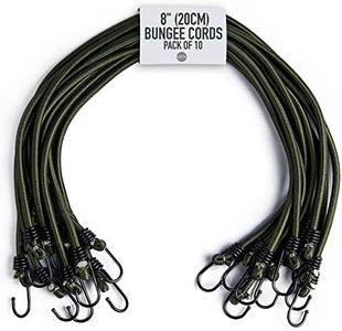 Pluvios - Heavy Duty Bungee Cords with Hooks - 10 Pack – Choice of Sizes - Multi-Purpose Elastic Bungee Straps for Luggage, Roof Racks, Camping - Weatherproof & UV Resistant (8" (20cm))