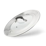 WishDirect Universal Pans Pots Lid Cover Fit All 7 Inch to 12 Inch Pots / Pans /Woks Stainless Steel and Glass Lid with Heat Resistant Knob - Black