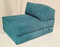 Gilda | Futon Z Single Chair Bed (Jazz Cushion) - Deluxe Ocean Cord Fold Out Chair With Bounce Back Fibre Blocks Premium Block Work Range (Soft & Snugly)(Teal)