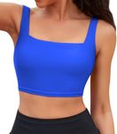 beautyin Swim Tops for Women Padded Bathing Suit Swimsuit Bra Athletic Bikini Solid Blue