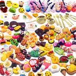 116 PC Miniature Food Drink, Mini Food Drink 1:12 Scale Miniature Dolls House Food Accessories Mini Pretend Play Food Set Miniature Kitchen Accessories for Barbie Doll House Kids Daughter Adult