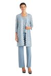R&M Richards Womens Plus Sequined Lace Pant Suit, Slate, 16 Plus