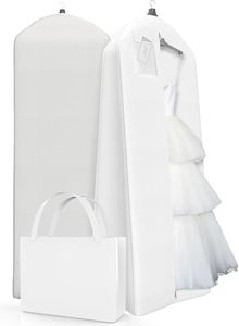 Your Bags Wedding Dress Garment Bag with Matching Tote- Garment Bags for Travel & Hanging Clothes or Storage - 72" Wedding Dress Bag for Gowns Long with 20" Gusset for Puffy Bridal Gowns Cover - White