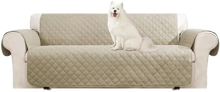 Deconovo Copridivano 3 Posti con Braccioli Reversibile Antiscivolo, Fodera Protettiva Divano Antiscivolo Antimacchia AntiGraffio Cani Gatti Moderne Salvadivano Seduta, Cachi-Beige