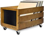 Navaris Wood Record Crate with Whee