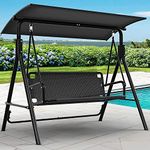 YITAHOME 3 Seater Canopy Swing Chair, Garden Swing Seat Chair, Outdoor Swinging Chair Bench with Adjustable Canopy for Patio Poolside Porch, 200KG Loadable,173 x 106 x 156cm, Black