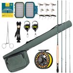 SF 6WT 9FT Fly Fishing Rod Combo Starter Kit 4 Piece Semi Gloss Green Jade Finish 24T Carbon Fiber Trout Travel Fly Rod with Reel,Travel Fly Rod case,Fly Box, Flies,Tapered Leader,Knot Tying Tools