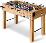 SereneLife 48in Competition Sized Foosball Table - Height Adjustable Arcade Soccer Set for Home, Game Room, Man Cave - Includes 2 Balls & 2 Fold-Out Cup Holders, Natural